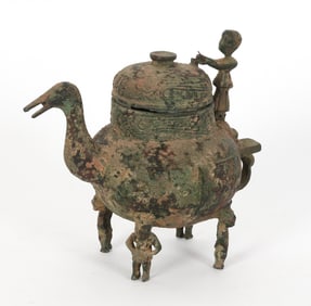 ARCHAIC STYLE CHINESE BRONZE TEAPOT