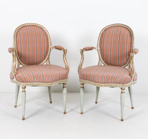 PAIR OF FRENCH LOUIS XVI STYLE ARM CHAIRS