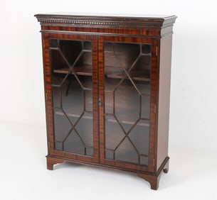 MAHOGANY BOOKCASE CABINET W/ GLASS DOORS