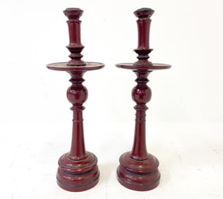 PAIR OF LARGE ASIAN CANDLESTICKS