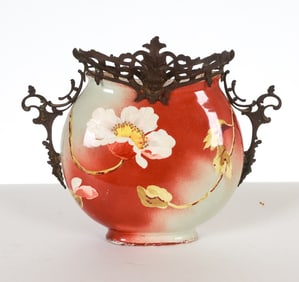 ART NOUVEAU PORCELAIN ORMOLU VASE