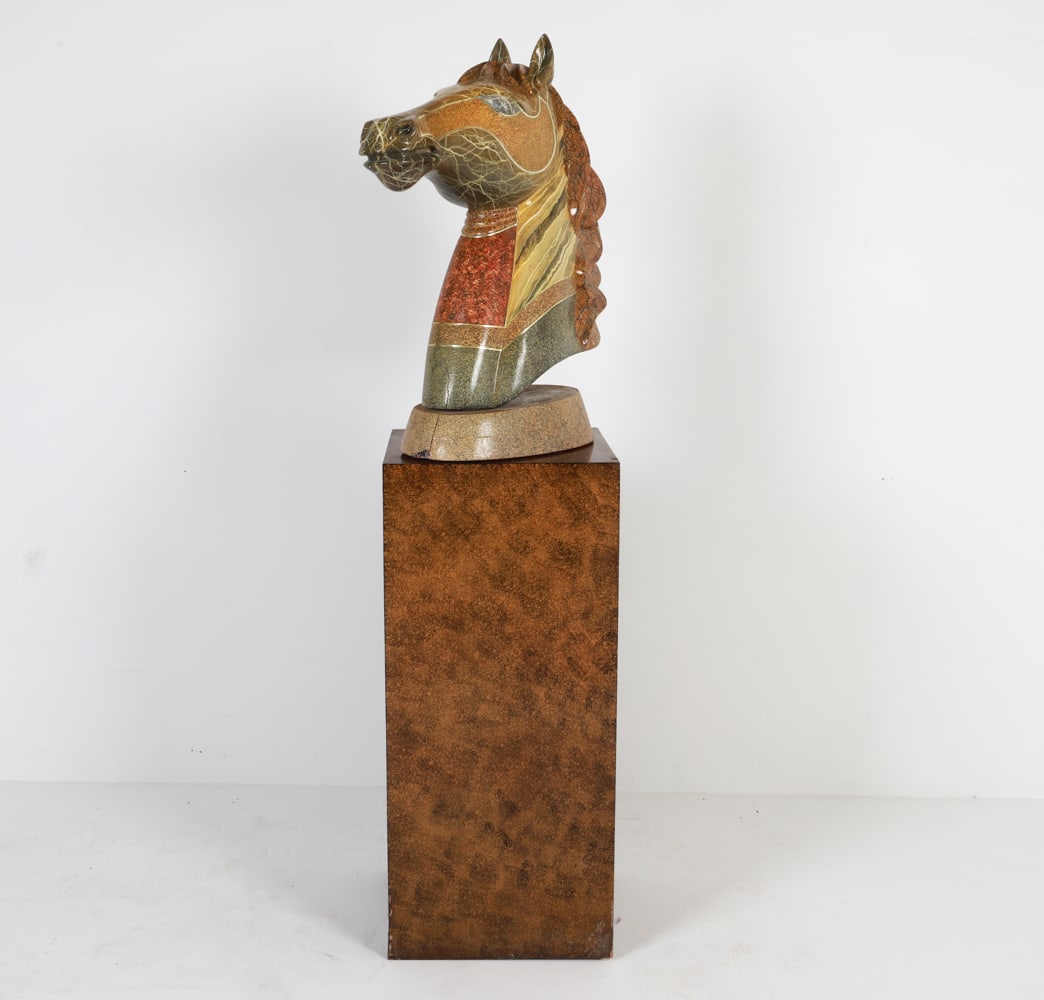 PAUL MEYER HORSE SCULPTURE W/ PEDESTAL (1 of 16)
