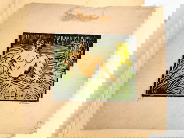 LEON DOLICE (1892-1960) - WOOD CUT PRINT