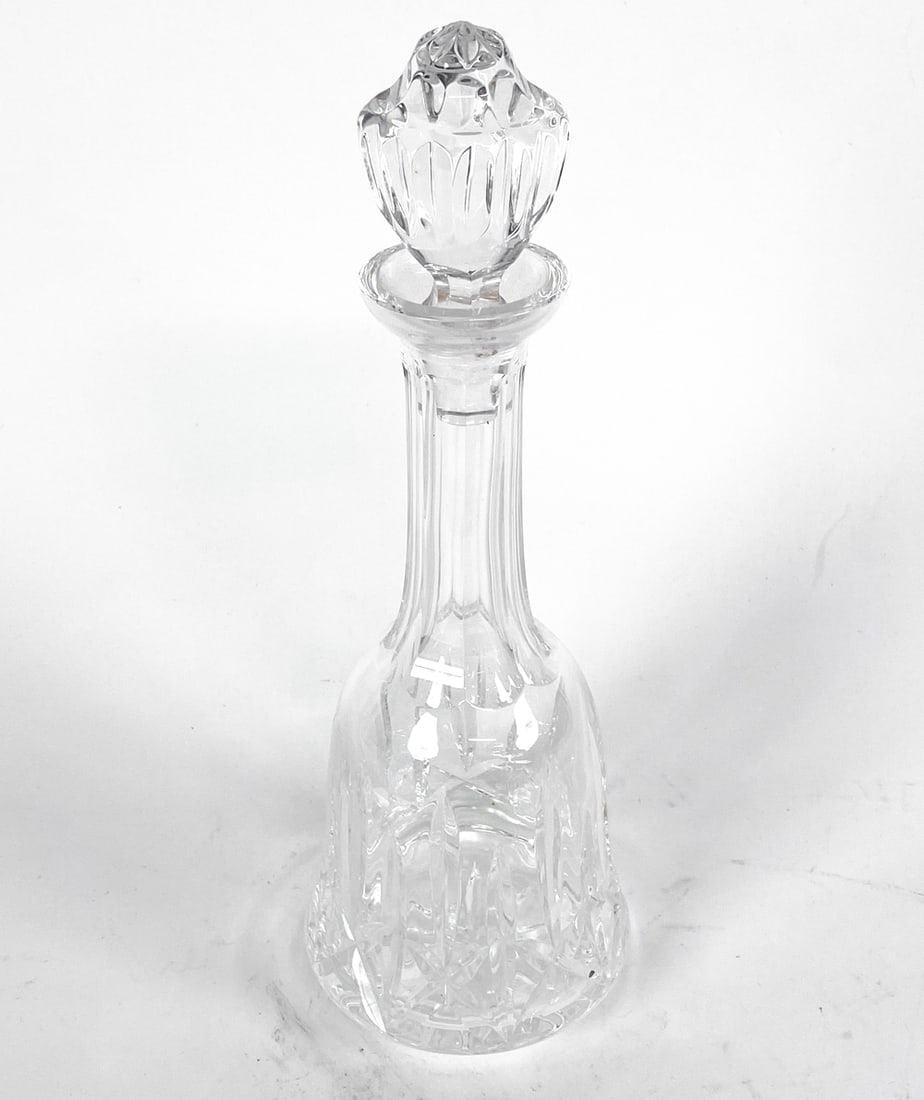 WATERFORD CUT CRYSTAL DECANTER: Marked on underside. Dimensions: H 13.5" x Dia 4.5" Condition: Minor previous liquid residue to interior of decanter. Presents well overall.