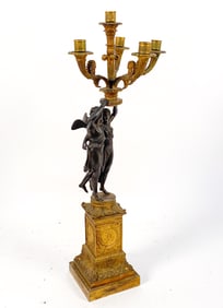 ANTIQUE FRENCH EMPIRE GILT BRONZE CANDELABRA