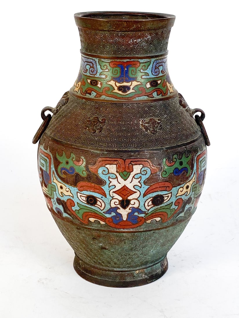 JAPANESE BRONZE CLOISONNE VASE (1 of 8)