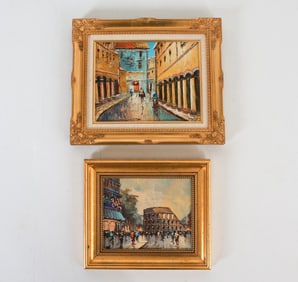 (2) ITALIAN STREET SCENE O/C PAINTINGS