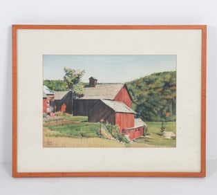 ARLENE CORNELL (20TH C.) BARN WATERCOLOR