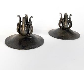 PAIR OF VINTAGE NEKRASSOFF PEWTER CANDLE STICKS