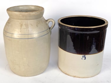 (2) STONEWARE POTTERY CROCKS