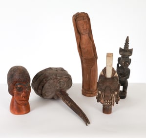 CARVED AFRICAN FIGURAL GROUPING 20TH C.