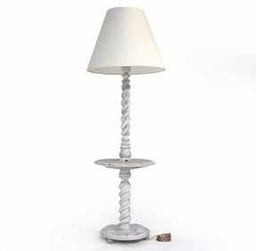 WHITE PAINTED BARLEY TWIST FLOOR LAMP