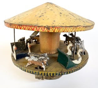 ANTIQUE FOLK CAROUSEL TOY