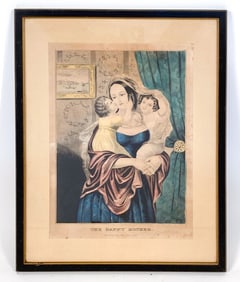 19TH C. CURRIER PRINT "THE HAPPY MOTHER"
