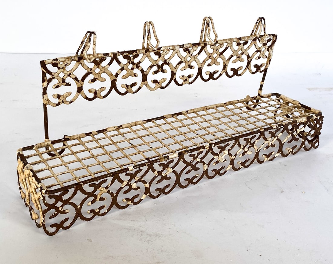 VINTAGE ORNATE METAL COAT RACK & SHELF (1 of 12)
