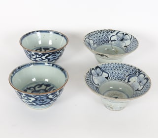 CHINESE BLUE CERAMIC BOWL GROUPING