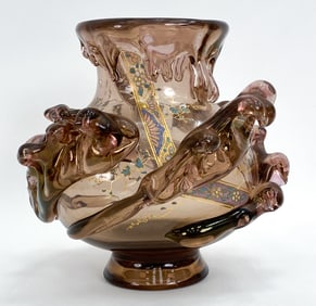 ATTR. AUGUSTE JEAN ENAMELED ART GLASS VASE