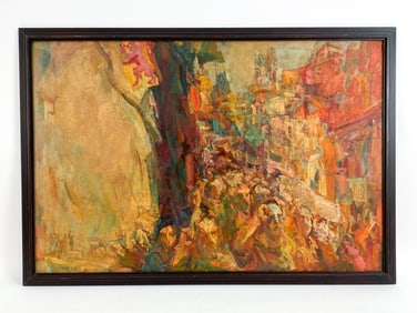 ANTHONY TONEY (1913-2004) ABSTRACT CITYSCAPE O/B