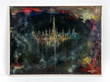 JORGE ESPINOSA ABSTRACT OIL ON BOARD 1972