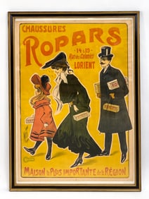 ANTIQUE FRENCH FRAMED SHOE ADVERTISEMENT POSTER