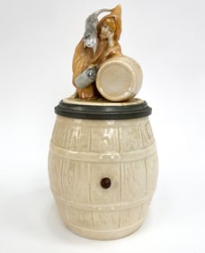 MUSTERSCHUTZ GERMAN CERAMIC CAT & FISH STEIN