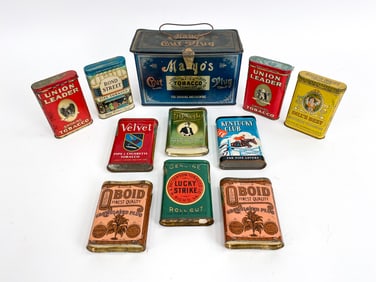 GROUPING OF ANTIQUE TIN LITHO TOBACCO TINS