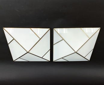 (2) GERMAN ACRYLIC & METAL CEILING LIGHTS C.1980'S