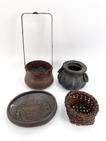 (4) JAPANESE WOVEN BASKETS