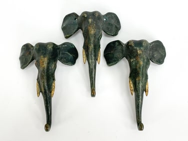 (3) VINTAGE BRASS ELEPHANT HOOKS, CIRCA 1960?S