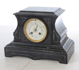 ANTIQUE TIFFANY & CO. BLACK MARBLE MANTEL CLOCK