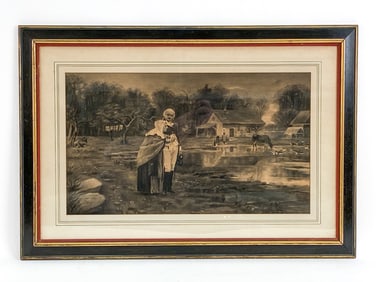 19TH C. CHARCOAL DRAWING ON BOARD