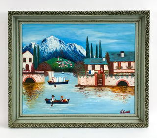 P. COVIELLO 20TH CENTURY FOLK ART O/C PAINTING