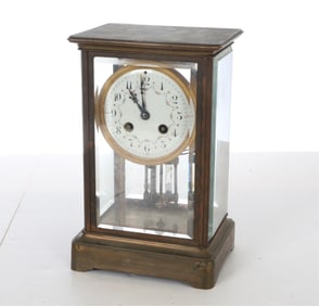 TIFFANY BRASS & GLASS S. MARTI MANTEL CLOCK