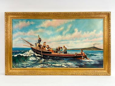 E. BLOIS SEASCAPE O/C PAINTING