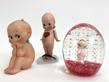 (3) VINTAGE KEWPIE FIGURES INCL. PAPERWEIGHT