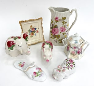 GROUPING OF GERMAN HAND-PAINTED PORCELAIN
