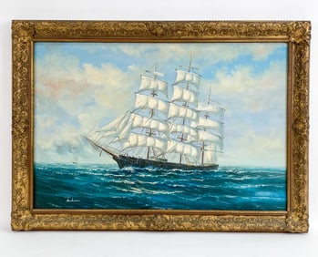 JOHN AMBROSE (1931-2010) CLIPPER SHIP O/C PAINTING