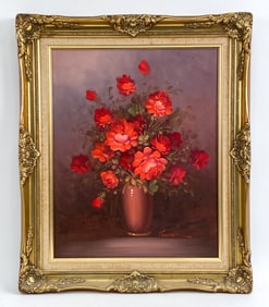 ROBERT COX (1934- 2001) FLORAL STILL LIFE O/C