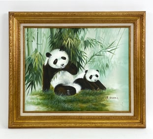 B. HARRIS 20TH CENTURY PANDAS O/C PAINTING