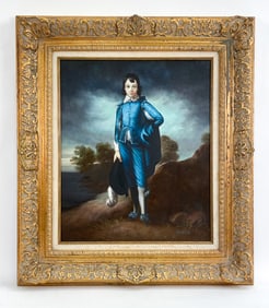 K. MILLS 20TH CENTURY BOY IN BLUE PORTRAIT O/C