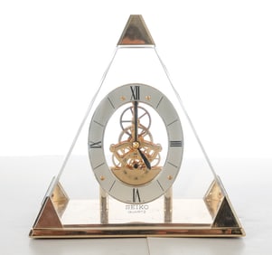 SEIKO OPEN FACE SKELETON PYRAMID MANTEL CLOCK