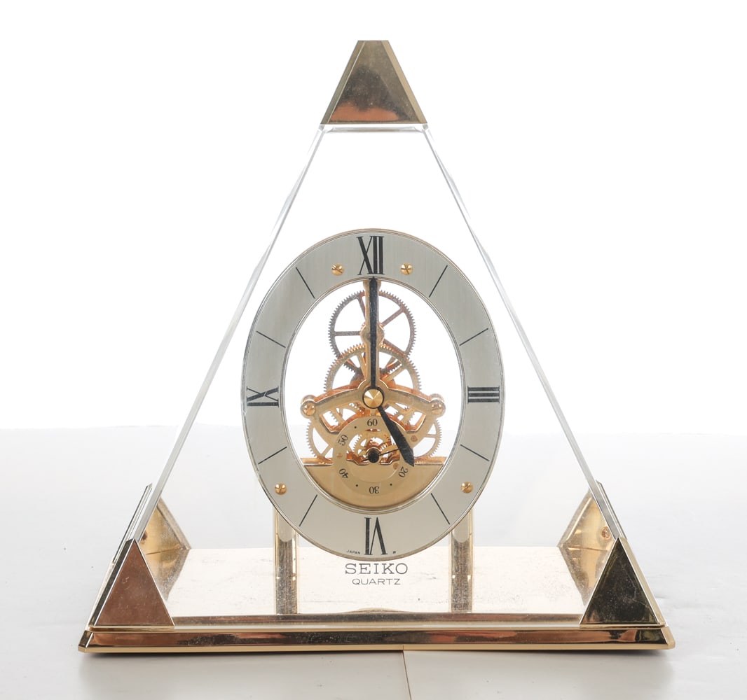 SEIKO OPEN FACE SKELETON PYRAMID MANTEL CLOCK (1 of 11)