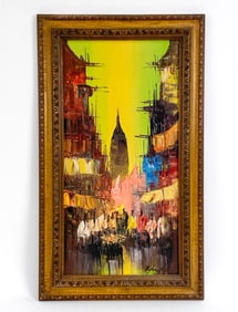 ABSTRACT CITYSCAPE ACRYLIC ON CANVAS