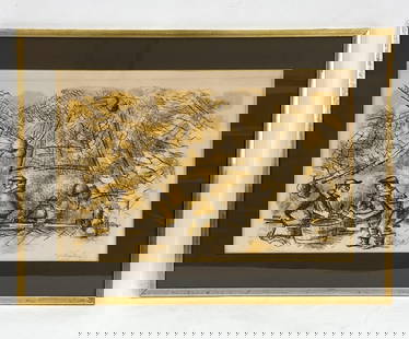 CHAIM GROSS (1904-1991) SILKSCREEN ON PAPER: Depicts fisherman around a barrel, at port. Signed lower right. Editioned 115/225 lower left. Dimensions: (Frame) H 19.25" x W 26.25" (Sight) H 13.25" x W 20.5" Condition: Not examined out of frame. A