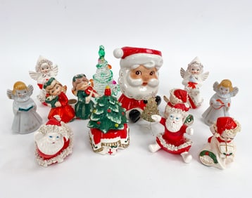 GROUPING OF DECORATIVE CHRISTMAS CERAMICS