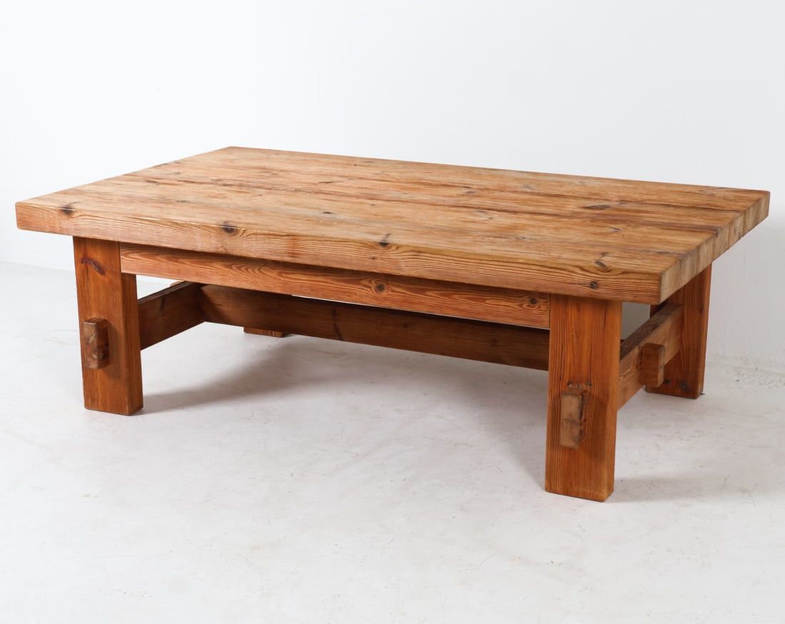 SCANDINAVIAN BRUTALIST PINE COFFEE TABLE C. 1960S (1 of 14)