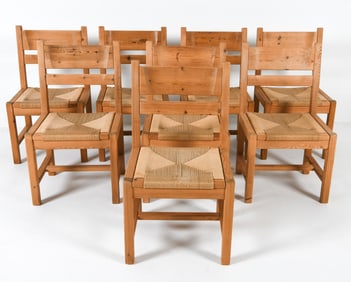 (8) DANISH PINE & PAPERCORD DINING CHAIRS