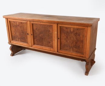 ART DECO DANISH OAK & BURL SIDEBOARD