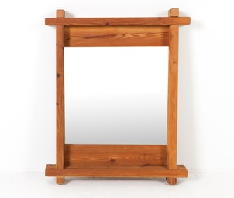 SCANDINAVIAN BRUTALIST PINE WALL MIRROR C. 1960S