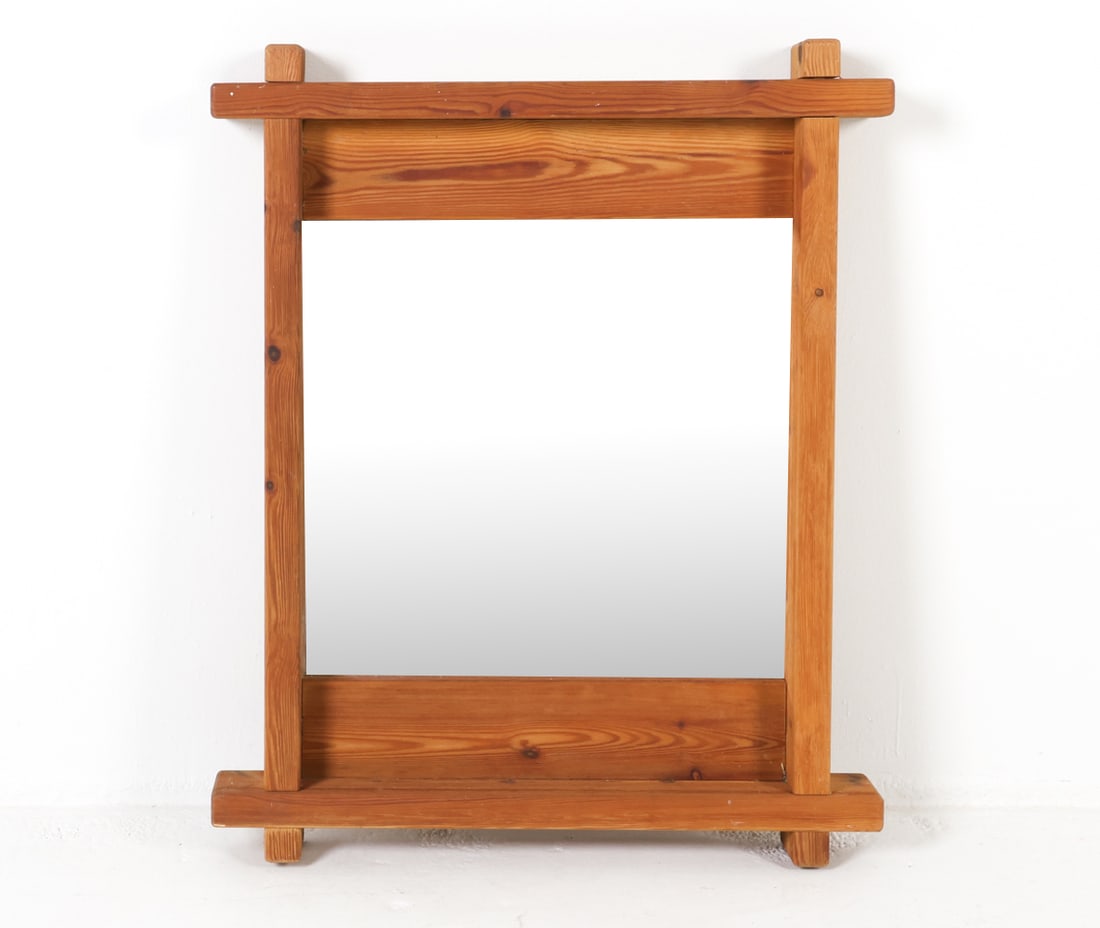 SCANDINAVIAN BRUTALIST PINE WALL MIRROR C. 1960S (1 of 12)